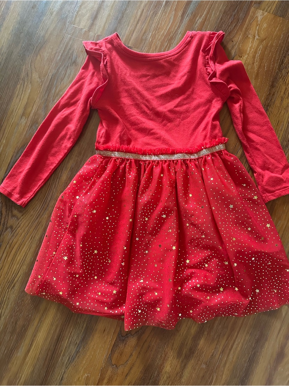 Cat & Jack Bright Red/ Gold Shimmer Dress